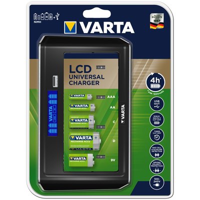 Cargador de pilas universal VARTA LCD 57678101401