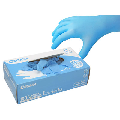 Tienda Online Con Guantes De Nitrilo Desechables Azul Cegasa