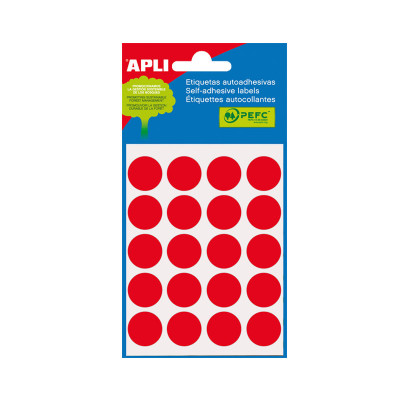 tensión frutas Espectador Comprar online Etiquetas adhesivas Apli de colores Bolsa 5 19mm diametro  rojo (APL 2065). DISOFIC