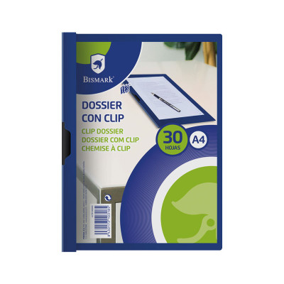 Tienda online con Dossier con clip A4 polipropileno 30 hojas azul (531593).  DISOFIC