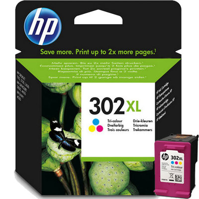 Cartucho inkjet HP 302XL de alta capacidad tri-color 330 páginas F6U67AE