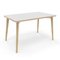 Mesa escritorio Timber 120x56 cm con patas de madera encimera blanco canteado con roble