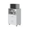 Mueble microondas con ruedas color blanco y cemento 