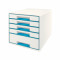 Módulo de cajones Leitz Wow Desk Cube 5 cajones blanco y azul metalizado