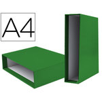 Caja archivador liderpapel de palanca carton din-a4 documenta lomo 82mm color verde. 