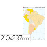 Mapa mudo color Din A4 América Sur político 