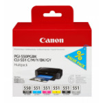 Cartucho inkjet Canon Pack negro cian magenta amarillo Gris 6 cartuchos de tinta: 1x PGI-550 + 1 Ud. 