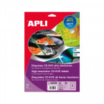 Etiquetas adhesivas inkjet para CD-DVD Apli Mega (20 etiquetas)