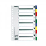 Separadores de PP colores con índice blanco y negro Esselte A4 10 pestañas