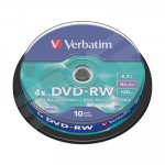 DVD-RW grabable 4,7Gb Verbatim Colour tarrina de 10 unidades