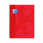 Cuaderno espiral tapa plástico folio cuadriculado 80 hojas Oxford Classic rojo